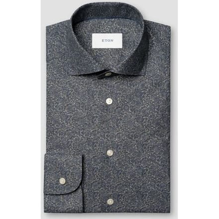 Eton Overhemd Tonal Ornamental Pattern Signature Twill Navy / male