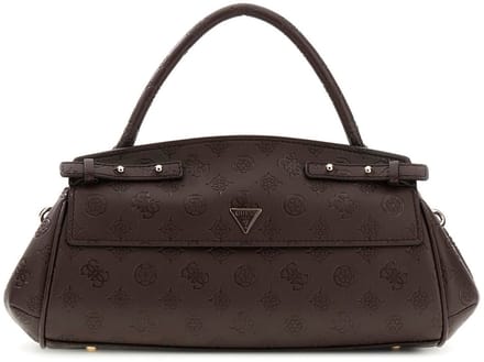 GUESS handtas schoudertas Diana Top Handle Flap Chocolate Logo donkerbruin