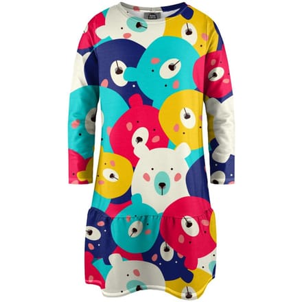 "Colorful Bears" Jurk met lange mouwen