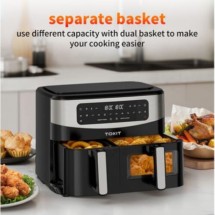 Tokit airfryer met twee compartimenten TKZ032EU, 10 liter, 220V~240V, 2850W