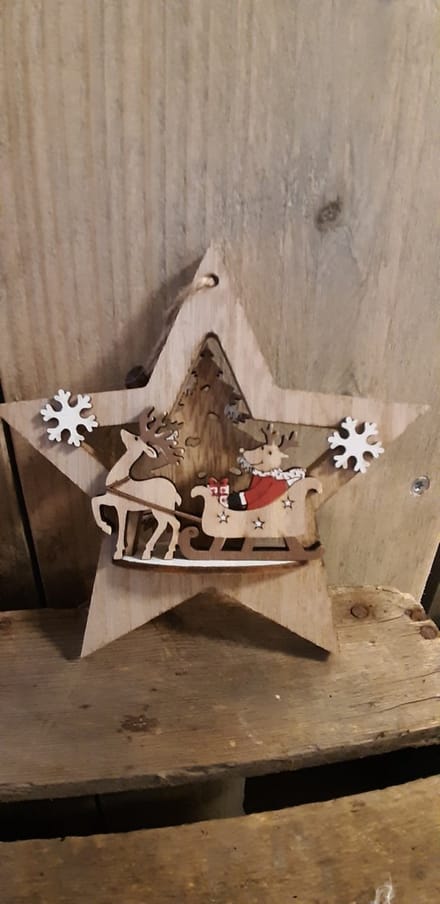 Houten - Ster - Assorti - set van 4 - Kerst - Hanger -