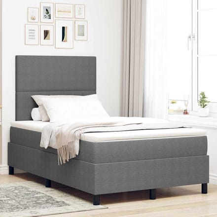 vidaXL - LED - Box - Spring - Bed - Lichtgrijs - en - wit - 120 - x - 190 - cm - Corduroy - stof