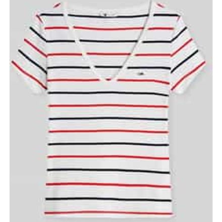 slim fit T-shirt van katoenmix