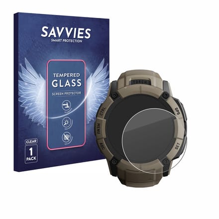 Savvies - Glas Screenprotector voor Garmin Instinct 2X Solar Tactical Edition - Gehard Beschermglas 9H