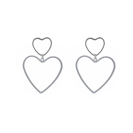 Go Dutch Label Oorhangers fine open hearts Zilver