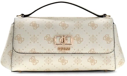 GUESS schoudertas Emelie Logo Flap Crossbody White Logo wit