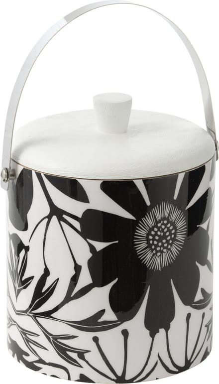 J-Line ijsemmer Bloemen - hout - zwart/wit