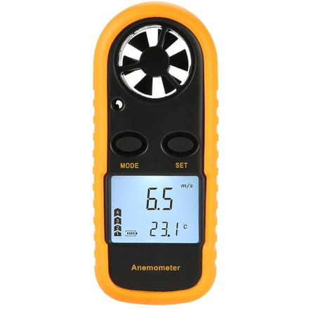 Mini LCD Digitale Anemometer Windsnelheid Luchtstroomsnelheid Temperatuurmeting met Achtergrondverlichting yellow & black