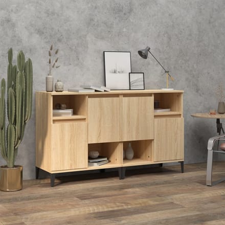 vidaXL - Dressoirs - 2 - st - 60x35x70 - cm - bewerkt - hout - sonoma - eikenkleurig