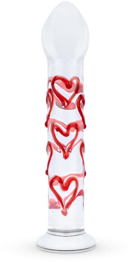 Gildo - Glazen G-spot/Prostaat Dildo Met Hartjes No.30 - 17 cm