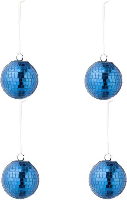 J-Line kerstbal Spiegel - glas - blauw - small - doos van 4