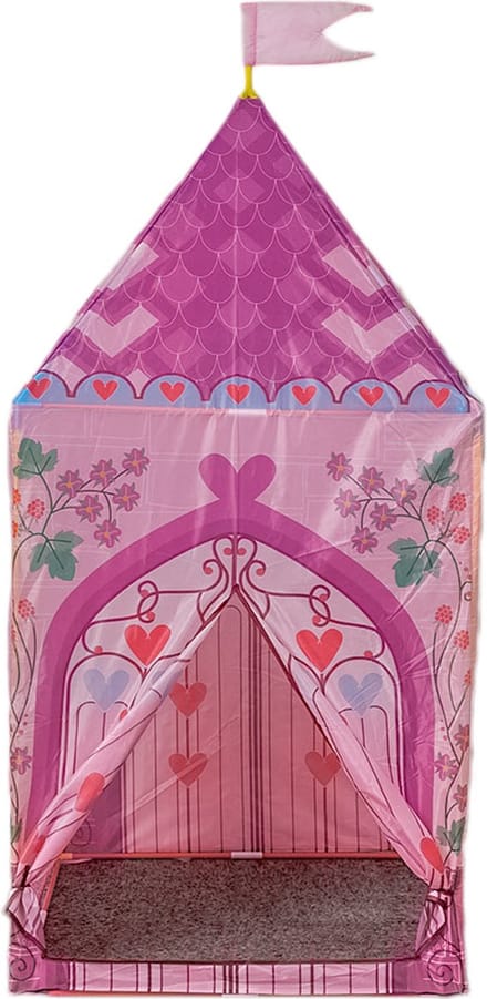 Speelgoedtopdeals - Speeltent prinses kasteel vierkant - 75x75x160cm - roze