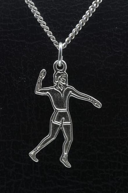 Zilveren Kaatser man vlak ketting hanger