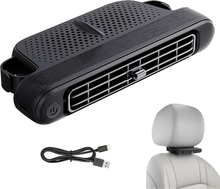 Auto Ventilator - USB-ventilator voor Auto - Draagbare Ventilator met 3 Snelheden - Instelbare Dubbele Wind - Geluidsarm
