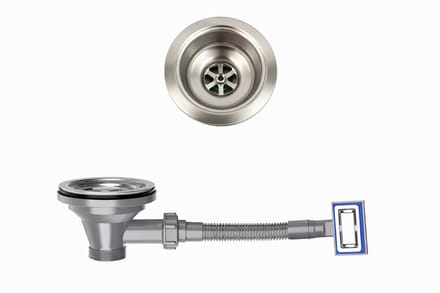 Waterval - Korfplugset met Overloop - 114 mm - RVS 304 - Geborsteld Zilver
