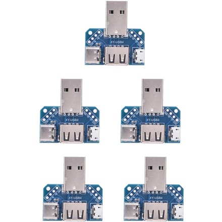5 Stuks USB Adapterplaatje Mannelijke USB naar Vrouwelijke TypeC 4-pins 2.54mm Transferbord