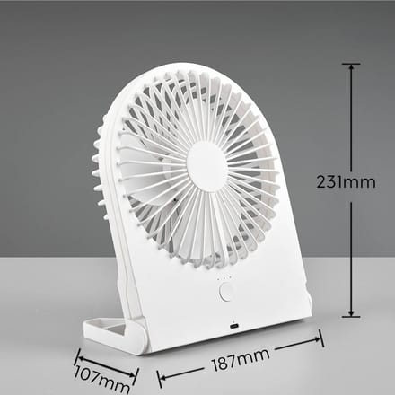 Reality Leuchten Accu-tafelventilator Breezy, wit, stil