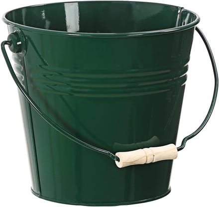 Decoratieve Emmer 24 cm - Donkergroen Zink/Hout Decoratie