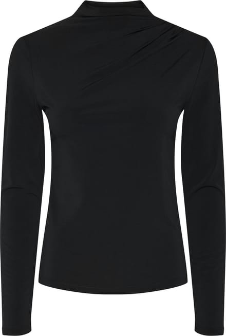 Pieces T-shirt Pcmadison Ls Draped Top Jrs Noos Bc 17153519 Black Dames Maat - S