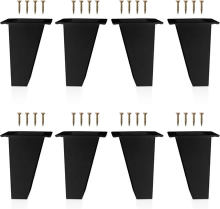 Set van 8 Zwarte Meubelpoten Hoekig Scandinavisch Design Inclusief Schroeven