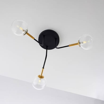Jupiter Plafondlamp Burano, 3-lamps, zwart, glas, 31 cm hoog, G9