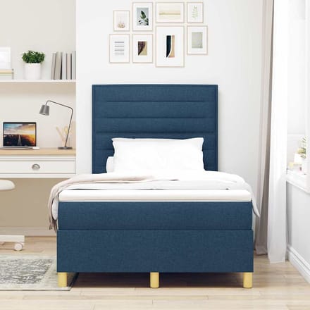 vidaXL - Boxspring - bed - met - matras - met - hoofdeinde - Blauw - 120 - x - 200 - cm - Stof