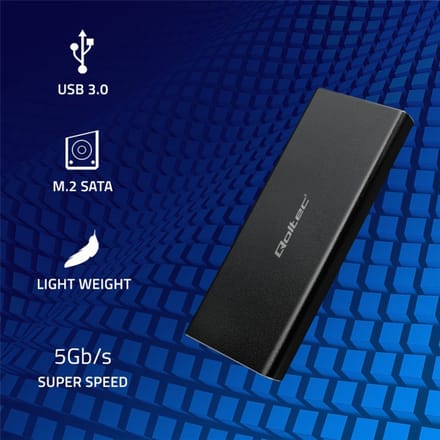 Qoltec aluminium koffer |     M.2 SSD-schijfvak |     Sata |     Ngff |     USB 3.0 |     Supersnelheid 5Gb/S |     2TB |     Zwart