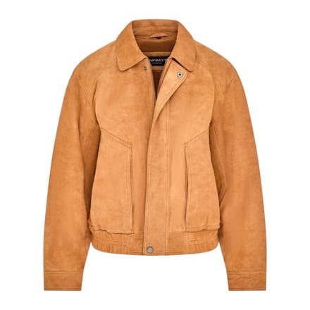 Dames beige leren Biker Bomber Oversized Jas - Blouson