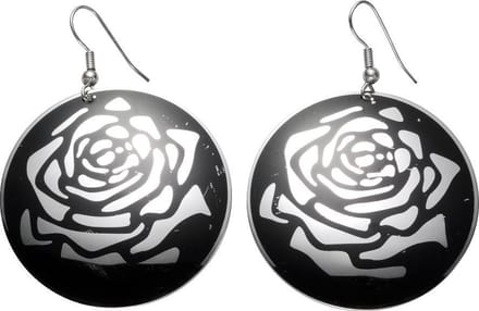Behave Oorbellen hangers zwart roos 5.8 cm