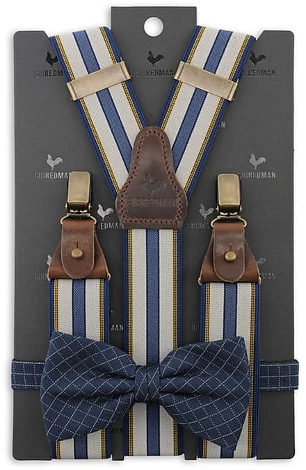 Sir Redman - Bretels met strik - bretels combi pack Simply Leandro - blauw / geel / lichtgrijs