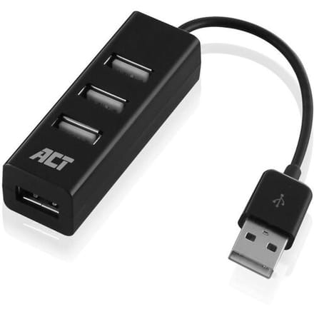 ACT USB Hub 4 poort – Mini Hub USB splitter – USB gevoed – USB 2.0 - AC6205
