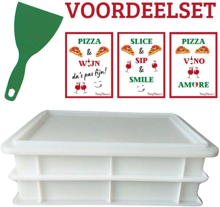 Voordeelset: 2 x Deegkrat wit, 1 x deksel wit, 1 x deegspatel groen