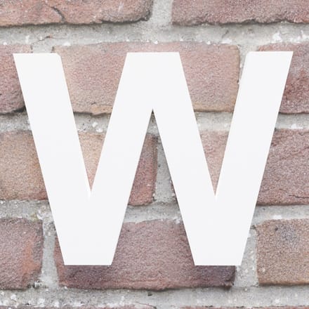 Huisnummer Arial W wit - Maat: Klein (10 cm) - blinde bevestiging - Huisnummerbord