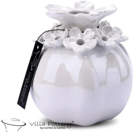 Creme parel bloemenvaas Patricia 14x14x15