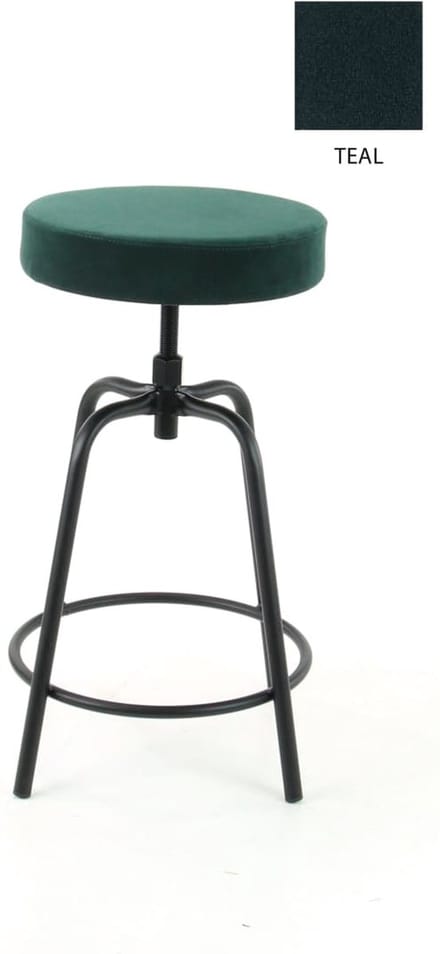 Workliving Barkruk Laag Rond - Velvet Teal - 60-68 CM