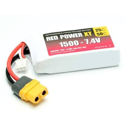 Red Power LiPo accupack 7.4 V 1500 mAh Aantal cellen: 2 Softcase XT60