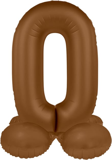 Staande Folieballon Cijfer 0 - Chocolade Bruin - Ultra Matt - 41 cm