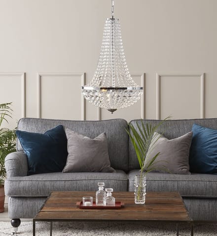 Prachtige chroom kristallen hanglamp Rustieke plafondlamp met 2 lichtpunten