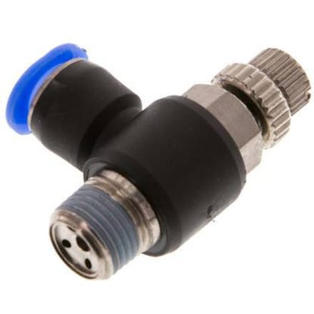 L-stuk Regelventiel 6 mm - R1/8'' Regeling-Uit Messing/PBT