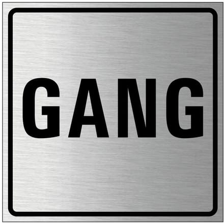 Gang bordje, geborsteld aluminium 100 x 100 mm