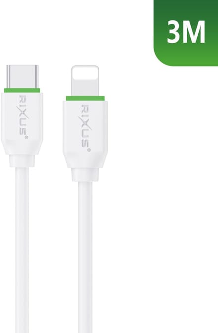 Rixus RX2017L Data Sync And Fast Charge Cable USB-C To Lightning 3m