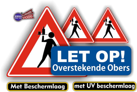 Jerma - Stickers - Overstekende Obers – Set 4st - 20 cm - 17.5x6 cm - 2 van 8 cm - Weerbestendig