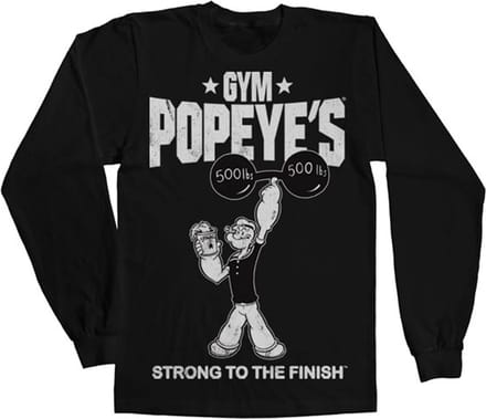Popeye Longsleeve shirt -L- Popeye's Gym Zwart