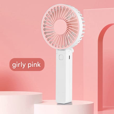 Handventilator - Draagbare ventilator - Bureauventilator - Oplaadbaar - Drie windsnelheden - Kleine draagbare ventilator met USB-aansluiting - Draagbare handventilator voor buiten - Roze