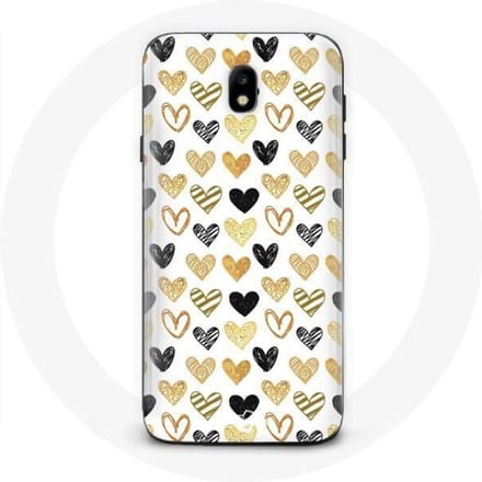 Coque pour Samsung Galaxy S4 Fond de texture abstraite coeurs noir jaune et gris