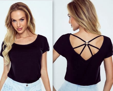 Eldar Giris- katoen blouse met korte mouwen-zwart S