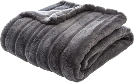 Atmosphera Plaid/deken Manoir - donker grijs - 120 x 160 cm - polyester - sprei