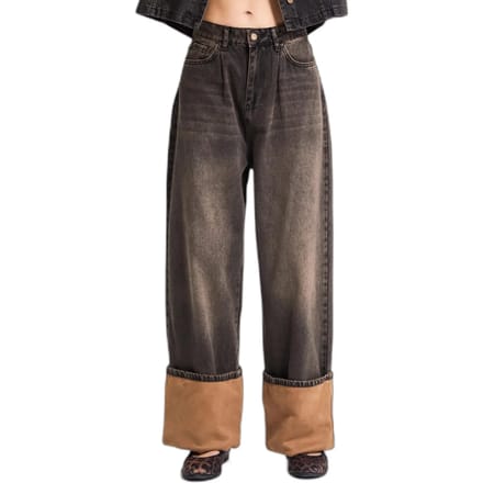It's Basic - Baggy Mid Rise Jeans - Coffee