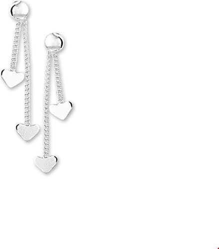 Zilver Gerhodineerd Oorhangers Hart 1327451
