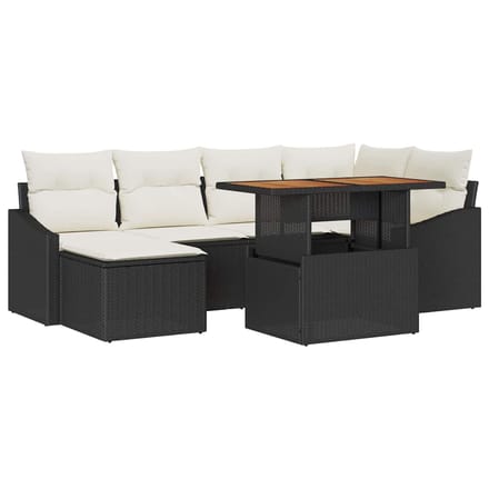 vidaXL - Tuinbank - Set - 7 - st - Zwart - en - Crème